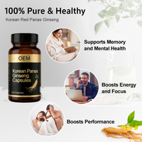 Extrait de Ginseng Rouge Coréen en Marque Blanche OEM/ODM, Extrait de Racine de Panax Ginseng, Capsules de Panax Ginseng Coréen