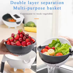 Juego de Cortadores de Cocina Multifuncional de 9 Piezas, Cesta de Drenaje Rápido, 7 Cuchillas Intercambiables, Cortador de Frutas y Verduras de Plástico PP - Product Image 5