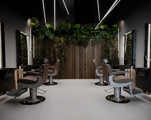 ชั้นวางแสดงเฟอร์นิเจอร์ร้านเสริมสวยสำหรับผู้ชายร้านตัดผมหรูหราแสง - Product Image 5