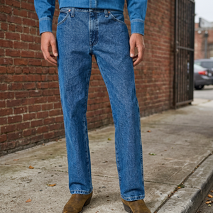 Jean en denim coupe bootcut pour homme, taille mi-haute, coupe slim, bleu uni, en coton, vintage, délavé, décontracté, pour l'automne et l'hiver - Product Image 2