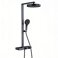 250001 Système de douche cascade moderne en acier inoxydable à quatre fonctions, ensemble mural chromé avec robinet de salle de bain à 2 poignées et douchette à main