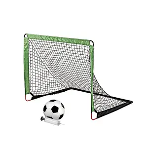 สีเขียวโลหะประกอบฟุตบอลเป้าหมาย4 X3ฟุตเด็กฟุตบอลชุดสุทธิเล่นที่สนามหลังบ้านฟุตบอลการฝึกอบรมฟุตบอลฟุตบอลตาข่าย