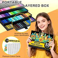 MQCOLOR – Lot de 88 marqueurs de peinture acrylique 176 couleurs avec pointe pinceau pour adultes – Fournitures d'artisanat DIY pour roche, tissu, bois et plus encore