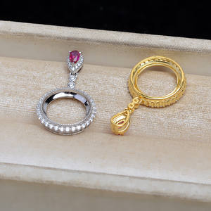 Pendentif tournesol en argent S925, perle de marbre de 13,7 mm, composants et trouvailles de bijoux DIY, plateau vide semi-fini JG531 - Product Image 3