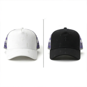 Casquette de baseball personnalisée en satin doublé de soie avec strass, broderie 3D, 5 panneaux, logo personnalisé, casquettes en daim, Gorras, casquette noire gothique - Product Image 1