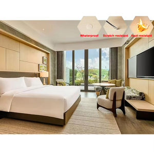 مجموعة أثاث غرف نوم فندقية خشبية عصرية مخصصة لفنادق الخمس نجوم مثل ماريوت أو الشقق الفاخرة وغرف الضيوف - Product Image 1