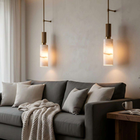 Lampe murale intérieure en fer de style nordique simple et luxueux, marbre naturel espagnol avec lumière LED, lampe créative pour villa, hôtel, couloir