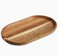 Assiette ovale en bois d'acacia, plateau de service en bois massif naturel avec rebord surélevé pour les collations, les fruits, le pain, les desserts