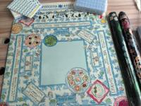 Tapis de Mahjong américain, design mignon aux bleuets, antidérapant, pliable, housse de table en cuir pour Mahjong, 31,5x31,5 pouces