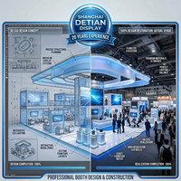 Stand d'exposition modulaire Detian : Système de profilés en aluminium, conception de stand en tissu et bois, fabrication réutilisable pour salons professionnels