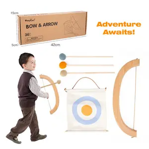 Arco de madera y flecha para niños, juguete de arquería interior, accesorios de juego, regalo Montessori, educación de primera infancia