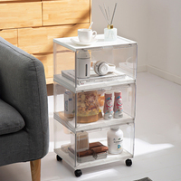 Boîtes de rangement pour chaussures en plastique PP transparent, pliables, empilables, magnétiques, avec roulettes pour placard