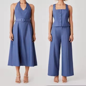 Vestidos Midi Halter de Verano 2025, Personalizados, Modestos, Elegantes y Cómodos, de Mezclilla y Algodón Plisado, para Damas - Product Image 6