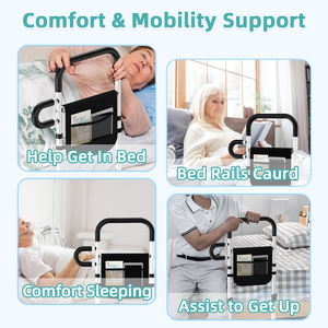 Barres de lit réglables pour la sécurité des personnes âgées, barres d'assistance au lit pour lit double, canne de lit portable pour seniors avec poche de rangement - Product Image 4