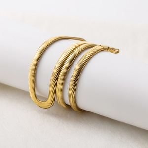 Collar de Cadena de Hueso de Serpiente Chapado en Oro de Acero de Titanio de 5mm, Estilo Hip Hop Minimalista Europeo Americano, Unisex, para Fiesta, Cadena de Clavícula - Product Image 3