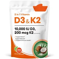Gélules de Vitamine D3 et K2 avec Huile de Coco MK-7, Complément de Soutien Immunitaire, Meilleures Ventes Amazon/TikTok, Approvisionnement Direct Usine