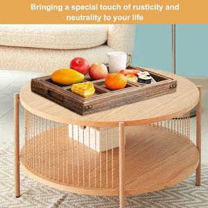 Juego <span class=keywords><strong>de</strong></span> 7 bandejas <span class=keywords><strong>de</strong></span> madera <span class=keywords><strong>para</strong></span> servir, bandejas rústicas apilables con asas, bandeja rectangular <span class=keywords><strong>para</strong></span> mesa <span class=keywords><strong>de</strong></span> centro, otomana - Product Image 4