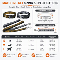 Ensemble collier et laisse pour chien en jacquard durable avec fermeture à boucle, motif animal, taille petite, moyenne, grande, ensemble assorti pour chiens