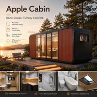Cabine Apple préfabriquée, capsule spatiale, maison miniature modulaire prête à l'emploi, 3 puits de lumière, lit pliable, bureau, espace de vie