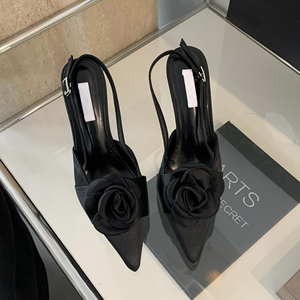 Zapatos de tacón alto de verano con punta fina y diseño floral para mujer, ideales para fiestas. - Product Image 4