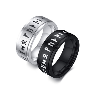 Amiee 부적 반지 고딕 보석 도매 스테인레스 스틸 8MM 남성 북유럽 바이킹 스피너 링 - Product Image 1