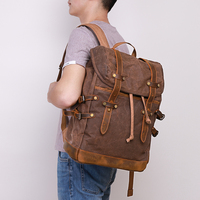 2025 Vintage personnalisé en plein air voyage randonnée ordinateur portable étanche affaires décontracté sport toile cirée sac à dos sac pour hommes