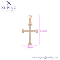 X001122981 Bijoux XUPING Plaqué Or 18K Zircone Cubique Synthétique Sertie de Pierres Croix Homme Charme Pendentif Mode