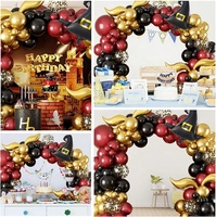 Kit de guirlande de ballons Yuyang Magic Theme Baby Shower Magic Wizard School 113 pièces, décorations de ballons d'anniversaire bordeaux, noir et or