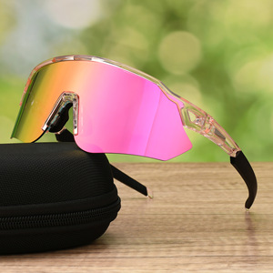 Lunettes de soleil de sport pour cyclisme, monture blanche, verres miroir, forme bouclier, lentilles en plastique PC, pour hommes, performance en extérieur - Product Image 3