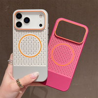 Coque de téléphone magnétique givrée couleur unie motif nid d'abeille pour iPhone 18 17 16 15 14 Pro Max, avec dos en PC mat respirant effet néon arc-en-ciel