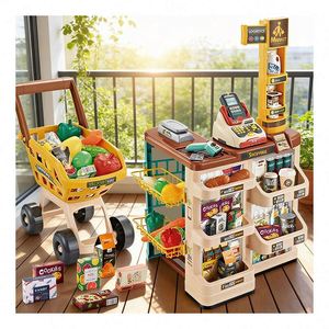 Juguete de rol de supermercado: Caja registradora, mostrador de pago, cesta de compras, mercado de simulación, juguetes educativos para niños - Product Image 6