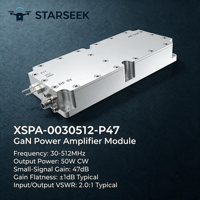 Amplificateur RF GaN à onde continue Starseek 50W 30-512MHz +28V DC pour plateforme de test de guerre électronique