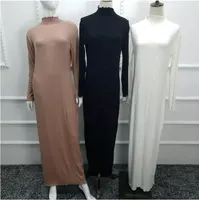 Gaun Maxi Lengan Panjang Wanita, Gaun Katun Bawah Abaya Muslim