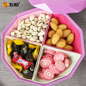 Five Compartment Dried Fruit Box With Lid For Party Home Use Nut Candy Storage Container Rectangle Shape - Product Image 2