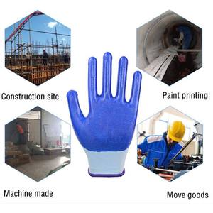 USA Direct Top Vente Gants de Travail Confortables de Haute Qualité Blanc Bleu Enduit Résistant à L'huile Anti-Coupure Construction Imperméable - Product Image 2