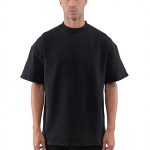 High Quality Unisex Luxury Custom Heavy 100% Cotton Oversized Boxy T-<b>Shirt</b> Blank Mock Neck Breathable Quick Dry 220g - Product Image 3