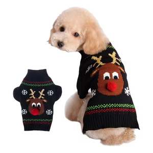 <span class=keywords><strong>Pull</strong></span> ajusté pour <span class=keywords><strong>chien</strong></span> et chat, motif faon nez rouge, 100 % coton écologique, imprimé mignon, collection Hiver 2026 - Product Image 2