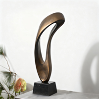 Sculpture artisanale en métal minimaliste moderne, résine et marbre, couleur or/bronze antique, décoration de table basse pour salon