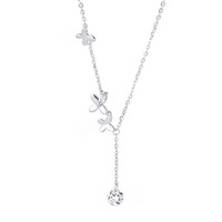 S999 Sterling Silber Zirkon Bohemian Schmetterling Quaste O-förmige Gliederkette Damen Instagram Kleine Blumen Choker