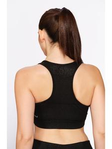 Sujetador deportivo Munns & Mars para mujer, negro, liso, de poliéster elástico, con almohadillas extraíbles, sin aros, venta al por mayor - Product Image 6