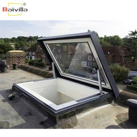 Fenêtre de toit électrique en verre trempé en aluminium résistant aux ouragans, fenêtre de toit, fenêtre à ouverture vers l'extérieur avec télécommande
