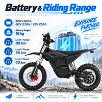 Moto électrique tout-terrain à transmission directe M7 60V 72V 2000W 2200W de crête 6000W 80 km/h 3 vitesses pour adultes