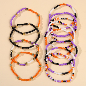 Halloween <b>Beaded</b> <b>Bracelet</b> Set Multicolor Seed Beads Star Design Party Jewelry Unisex - Product Image 4