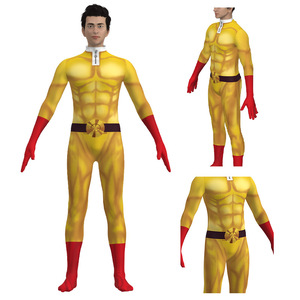 วันพันช์แมน ไซตามะคอสเพลย์บอดี้สูทสีเหลืองสีแดงเต็มตัวเครื่องแต่งกายอะนิเมะเล่นตามบทบาทเครื่องแต่งกายฮาโลวีนขนาดผู้ใหญ่ - Product Image 1