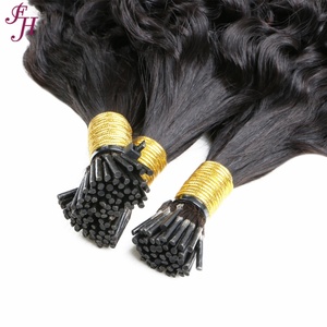 FH Wholesale Human Hair Curly <b>Micro</b> Links I Tip Hair Virgin Raw Burmese Kinky Curly I Tip Hair <b>Extension</b> - Product Image 4
