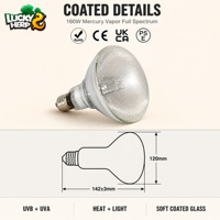 LuckyHerp JX-SL160PAR38CO Par38 160W Lampe UVB auto-alimentée en verre écologique pour reptiles d'intérieur Classique