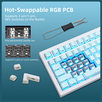 Keyboard Mekanik Zornher ZH870 White Spider Web 88 Tombol RGB Hot-Swap Tri Mode Struktur Gasket untuk Kantor