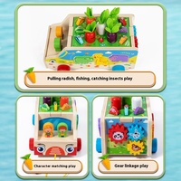 Coche a juego multifuncional educativo temprano para niños tirando zanahorias pesca atrapar insectos FORMA DE Animal juguetes a juego