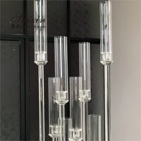 Candelabre en cristal à 10 bras avec tubes en verre hurricane, centre de table pour décoration de mariage et événements - Grande Vente