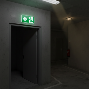 Uscita di emergenza segno freccia sinistra-480 in alluminio luminescente * 250mm - Product Image 3